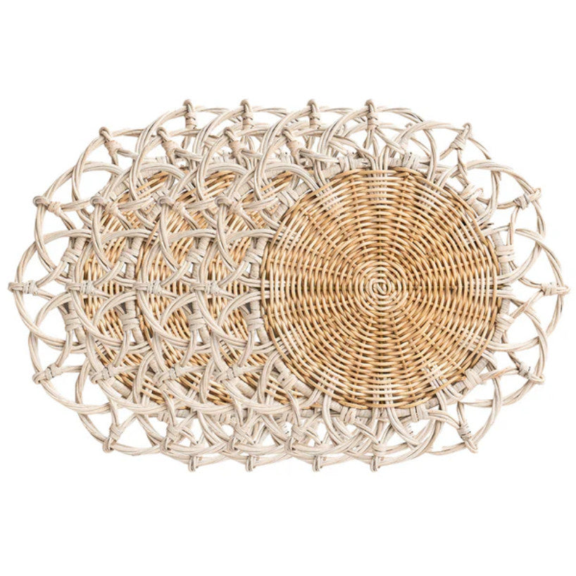 Provence Rattan Placemat Set/4 - Whitewash