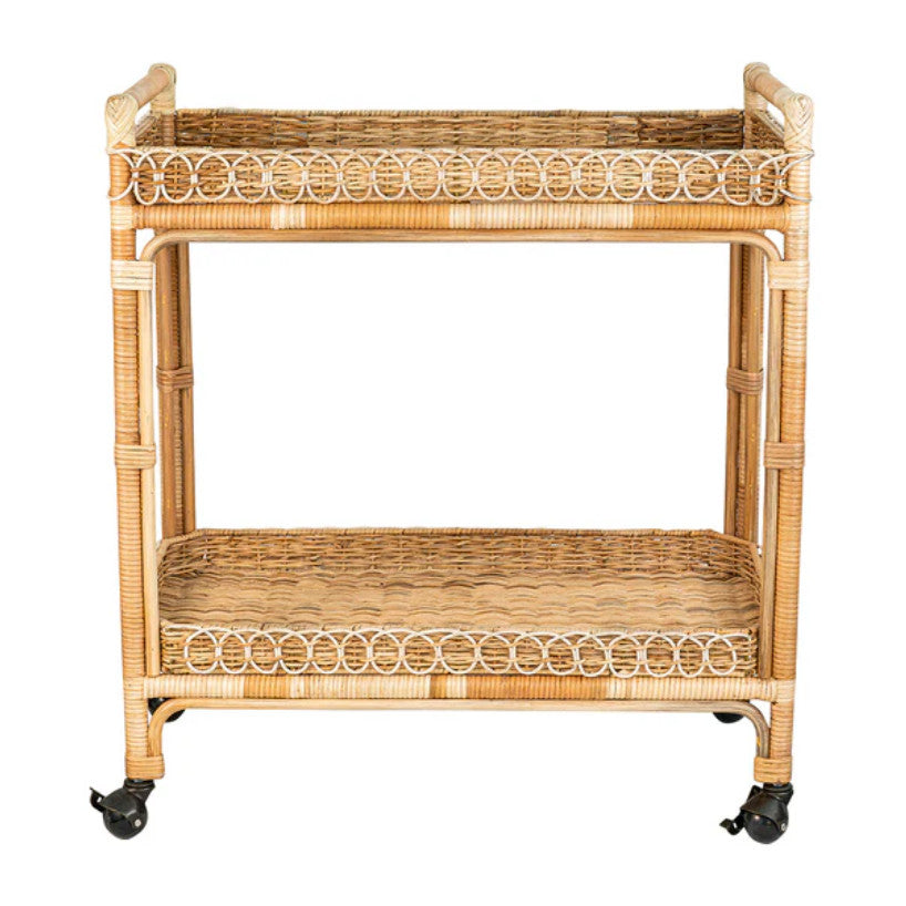 Provence Rattan Bar Cart - Whitewash