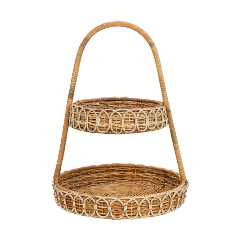 Provence Rattan Two Tiered Server - Whitewash