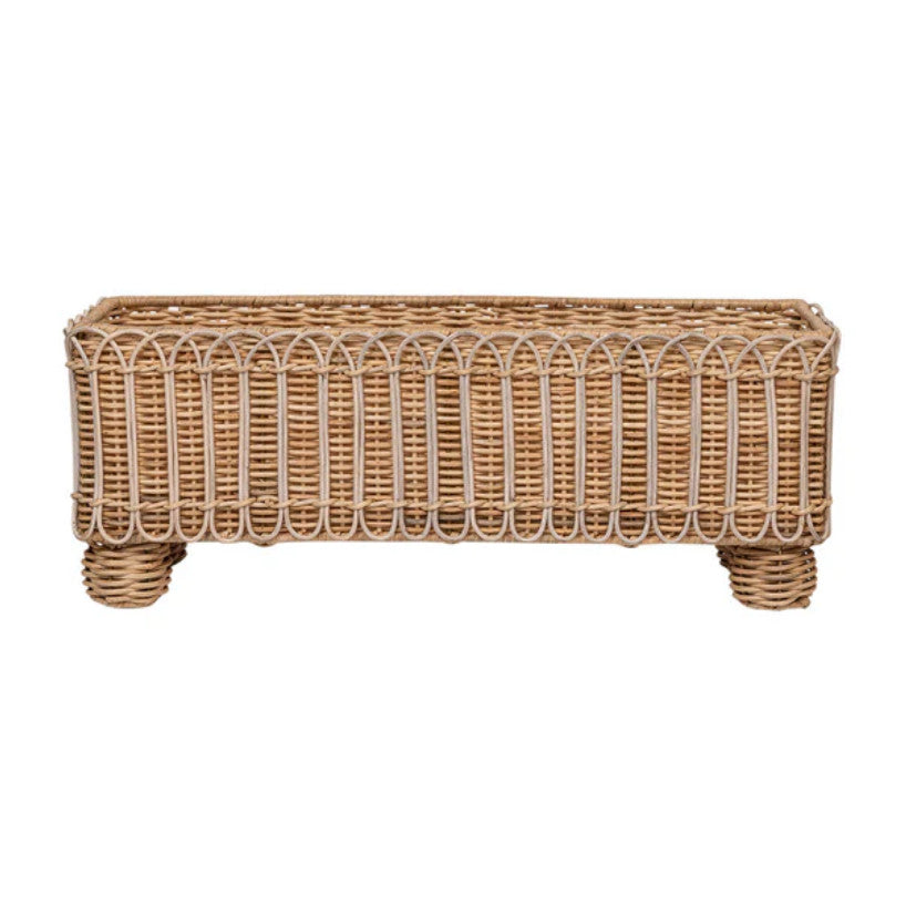 Provence Rattan Rectangular Planter - Whitewash