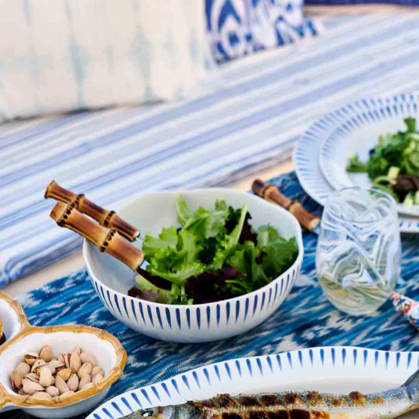 Sitio Stripe 4pc Place Setting with Mug - Delft Blue (STS01/44, STS02/44, STS07/44, STS46/44)