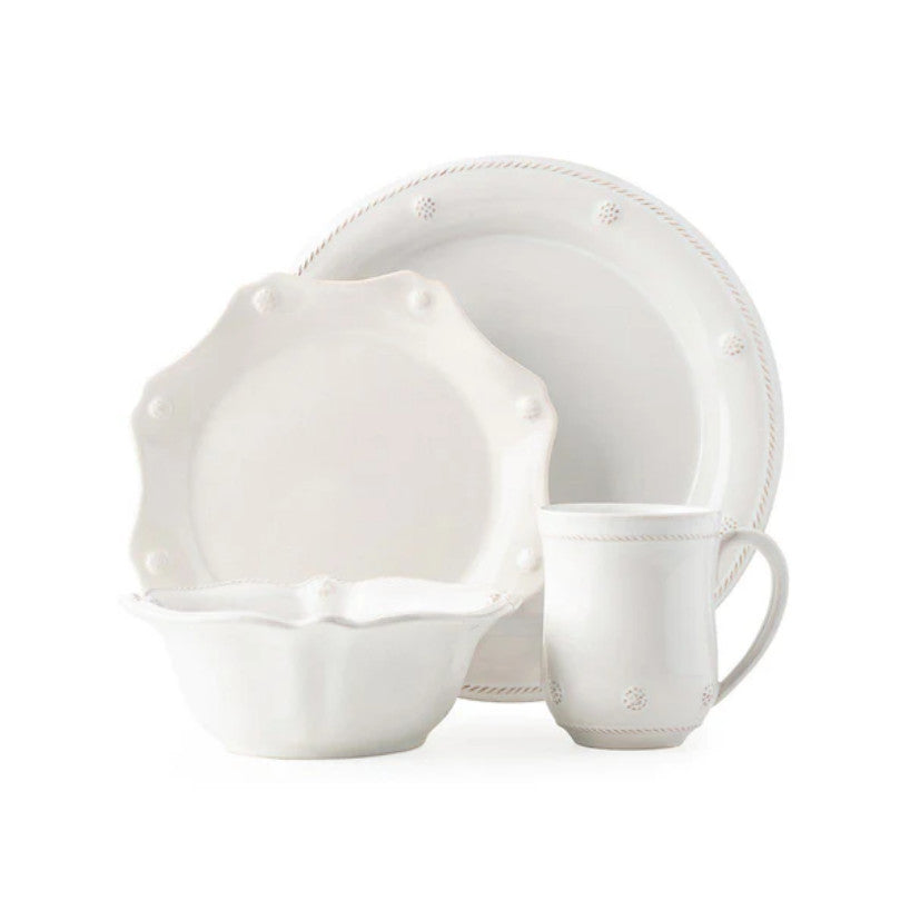 Berry & Thread 4pc Place Setting with Mug and Cereal - Whitewash (JDR/W, JDSS/W, JA07/W, JA06/W)