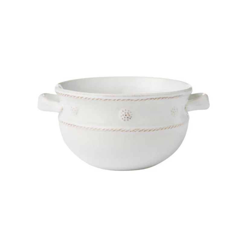 Berry & Thread Handled Soup Bowl - Whitewash