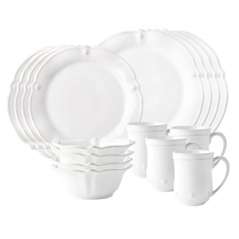 Berry & Thread Flared 16pc Place Setting - Whitewash (JA01/W, JA02/W, JA07/W, JA06/W)