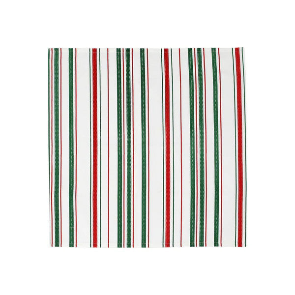 Bohemian Linens Stripe Red/Grn Napkins/Set 4