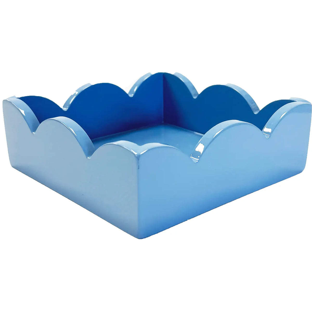 Lacquer Scalloped Cocktail Napkin Holder | Cornflower