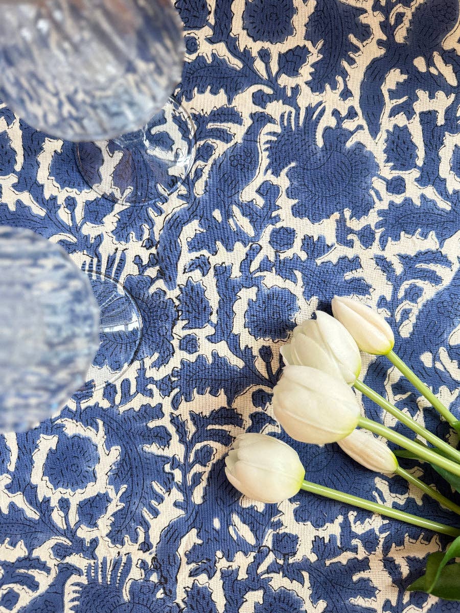 Indigo Pheasant Table Runner
