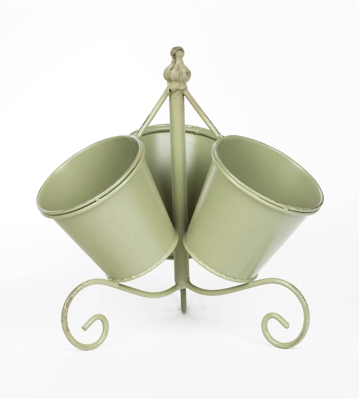 Decorative Metal Planter W/ 3 Pots