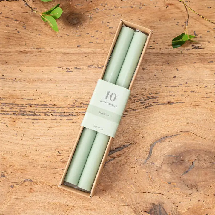 10" Taper Candles-Set of 2 (Sage Green)