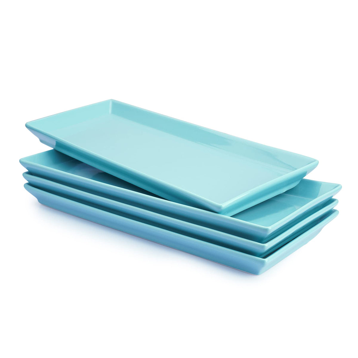 13.8-Inch Porcelain Rectangular Plates, Set of 4