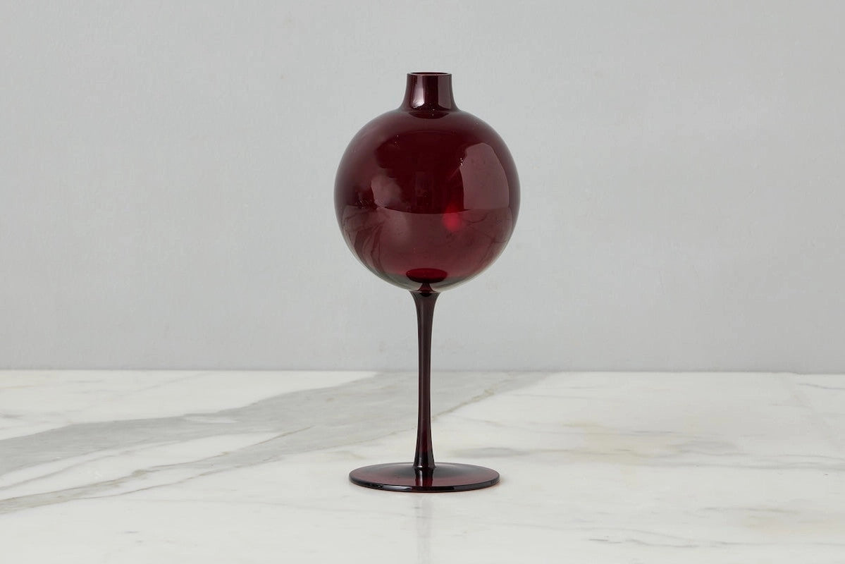 Merlot Red Wine Glass Shaped Flower Vase, Medium