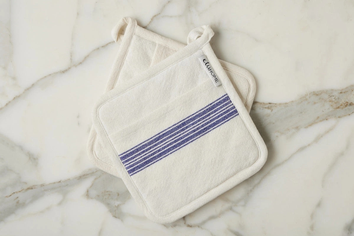 Pot Holder, Vintage Blue Stripe, Set of 2