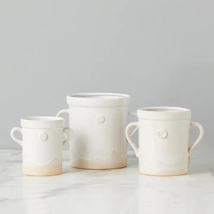White Artisinal Handthrown Pottery Crock, Small