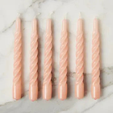 Blush Twisted Taper Candles, Set of 6