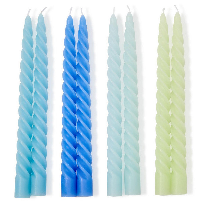 Set of 2 Twist Taper Candles in Gift Box Assorted 4 Colors