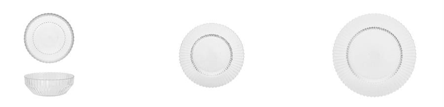 Archie Clear 12pc Dinnerware Set, 4 ea D/S/B