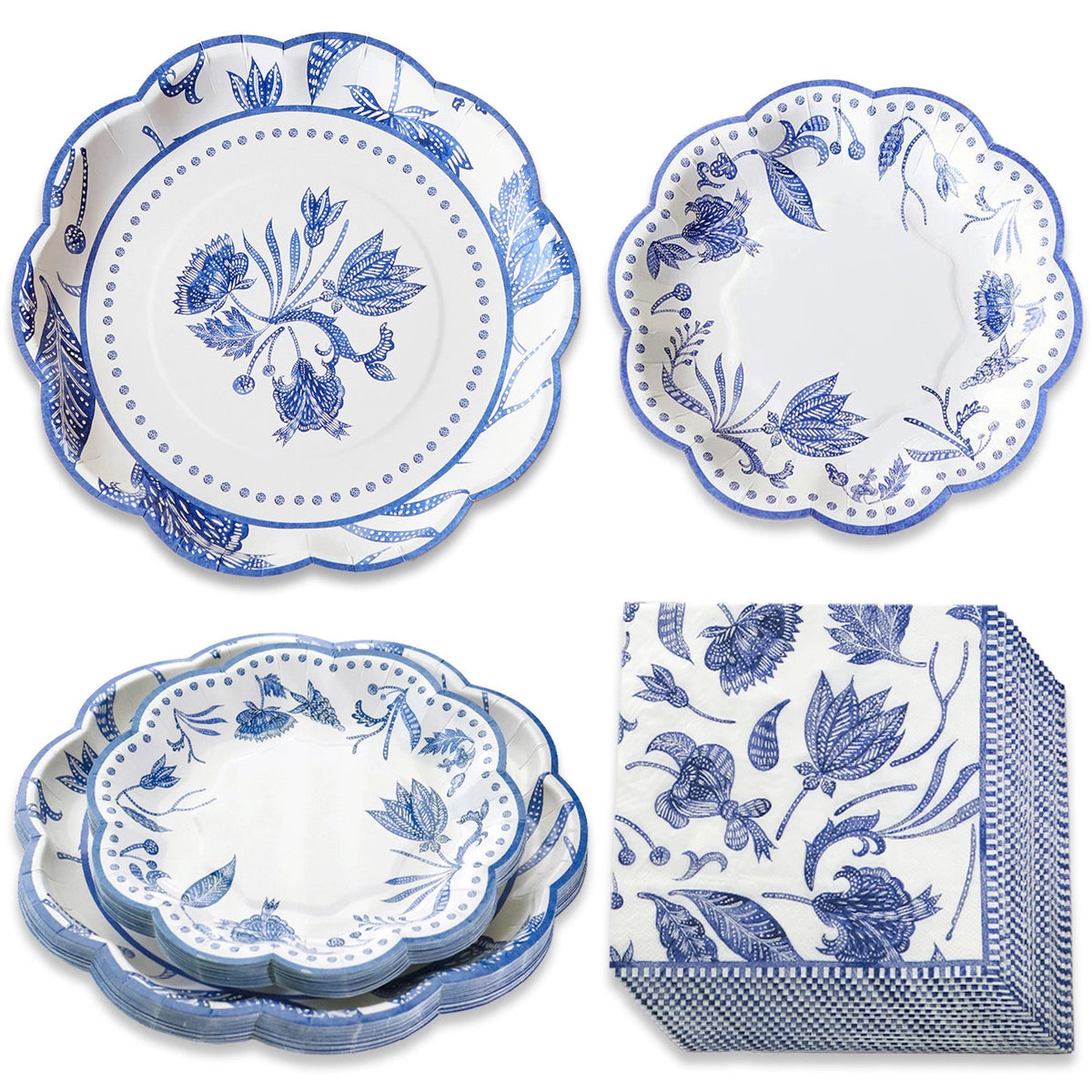 Blue Willow 62 Piece Party Tableware Set (16 Guests)