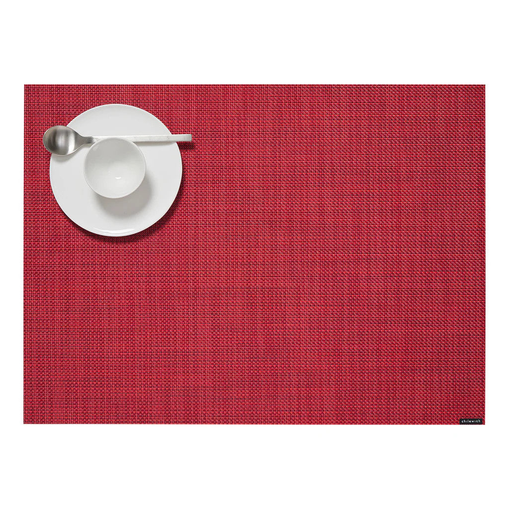 Mini Basketweave Table Mat 14"X19" - Scarlet