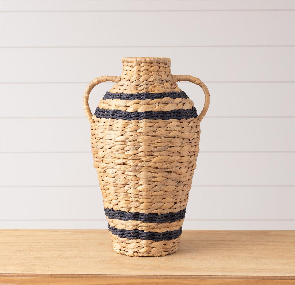 Blue Striped Basket Vase