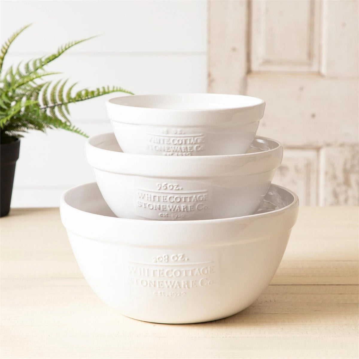 @White Cottage Ceramic Mixing Bowls (Set of 3)