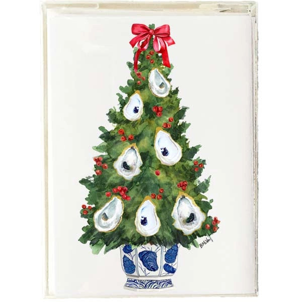 Christmas - Blue & White- Gilded Oyster Boxed Note Cards