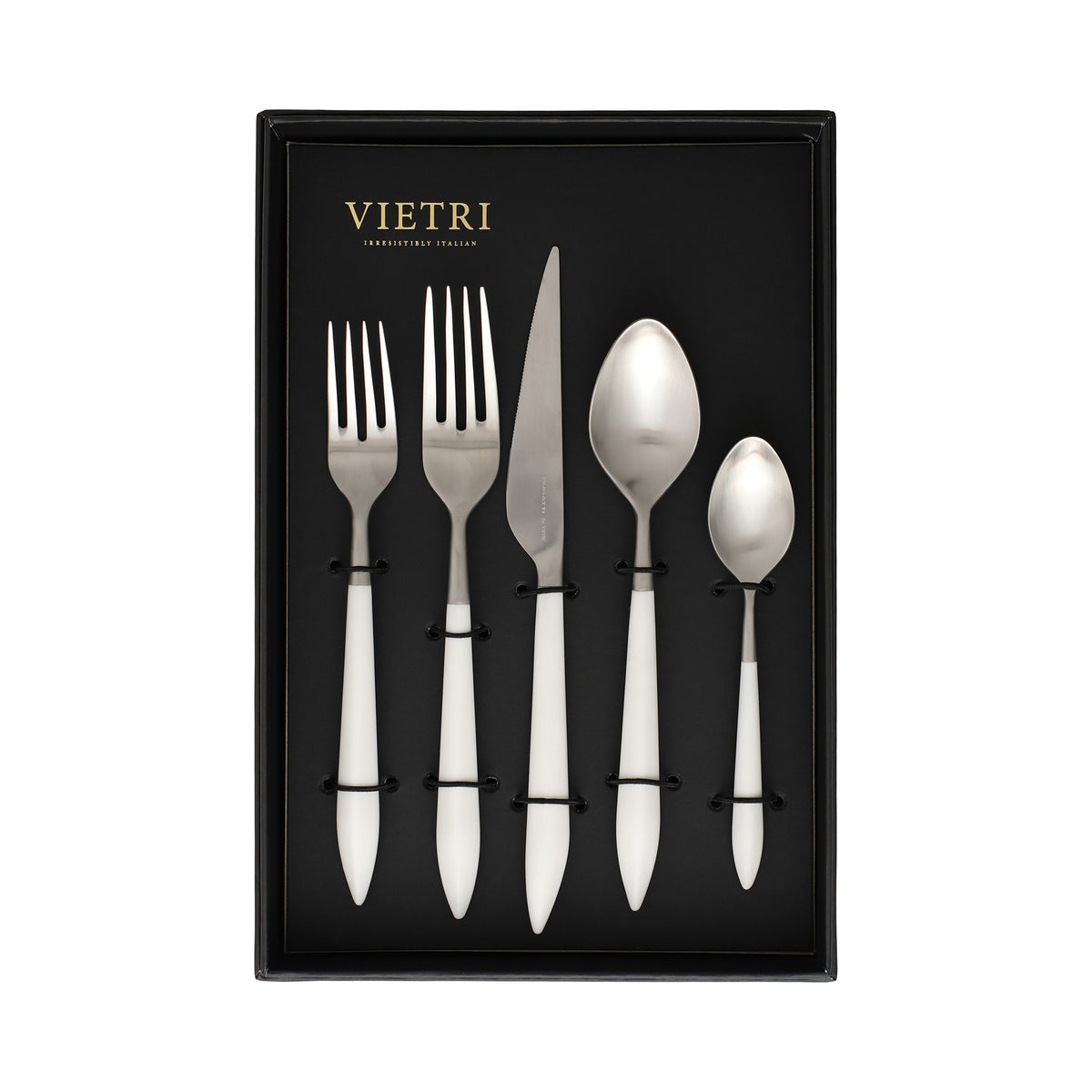 Ares Argento & White Five-Piece Place Setting – Set of 4