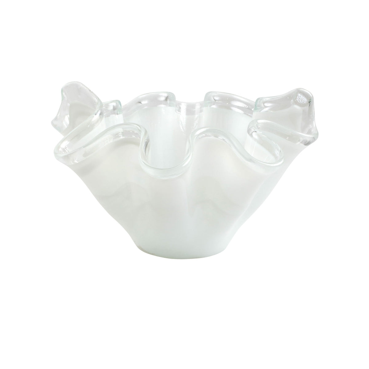 Onda Glass White w/ Clear Rim Large Bowl