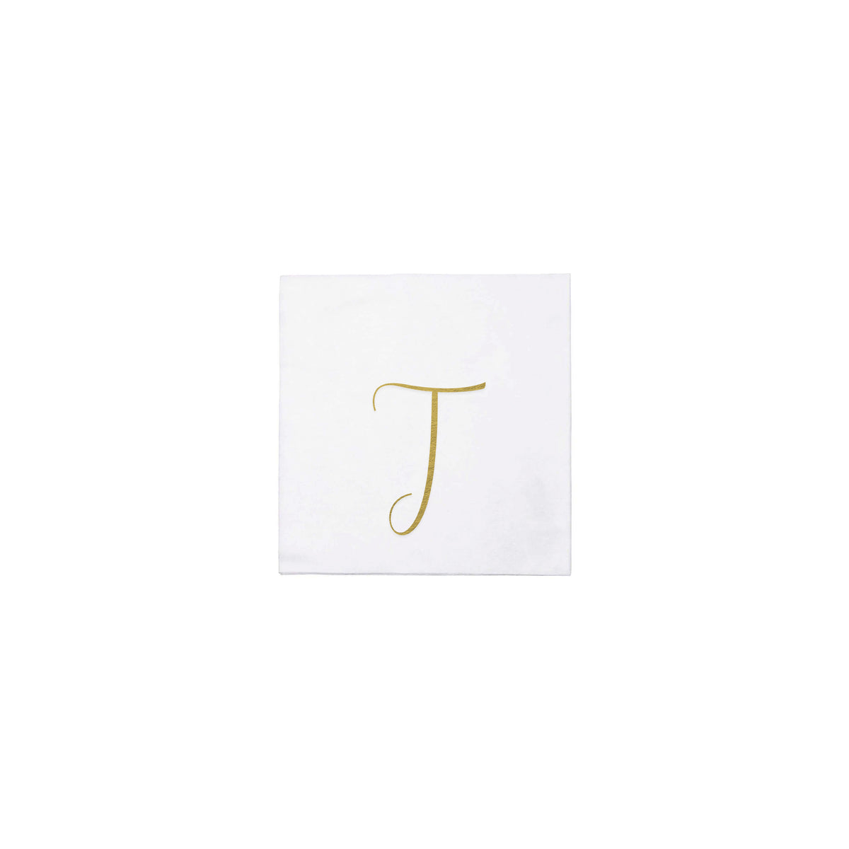 Papersoft Napkins Gold Monogram Cocktail Napkins - T (Pack of 20)