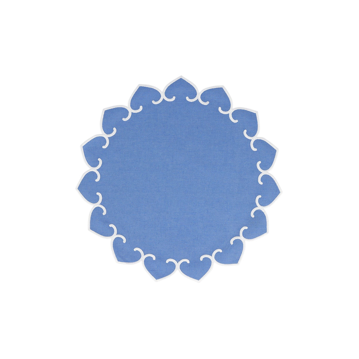 Tessuti Cornflower Blue Round Placemats with White Stitching - Set of 4