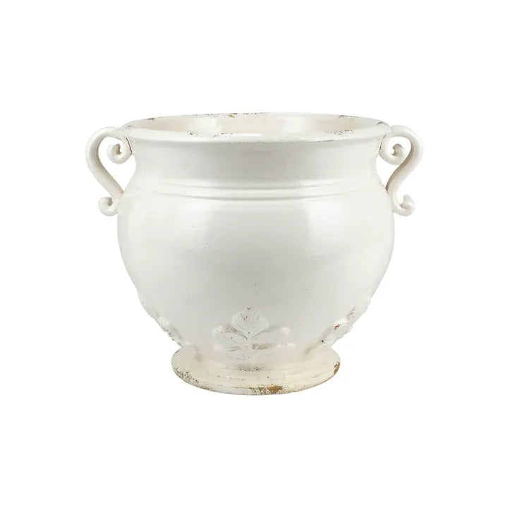 Rustic Garden Linen Dotted Round Planter