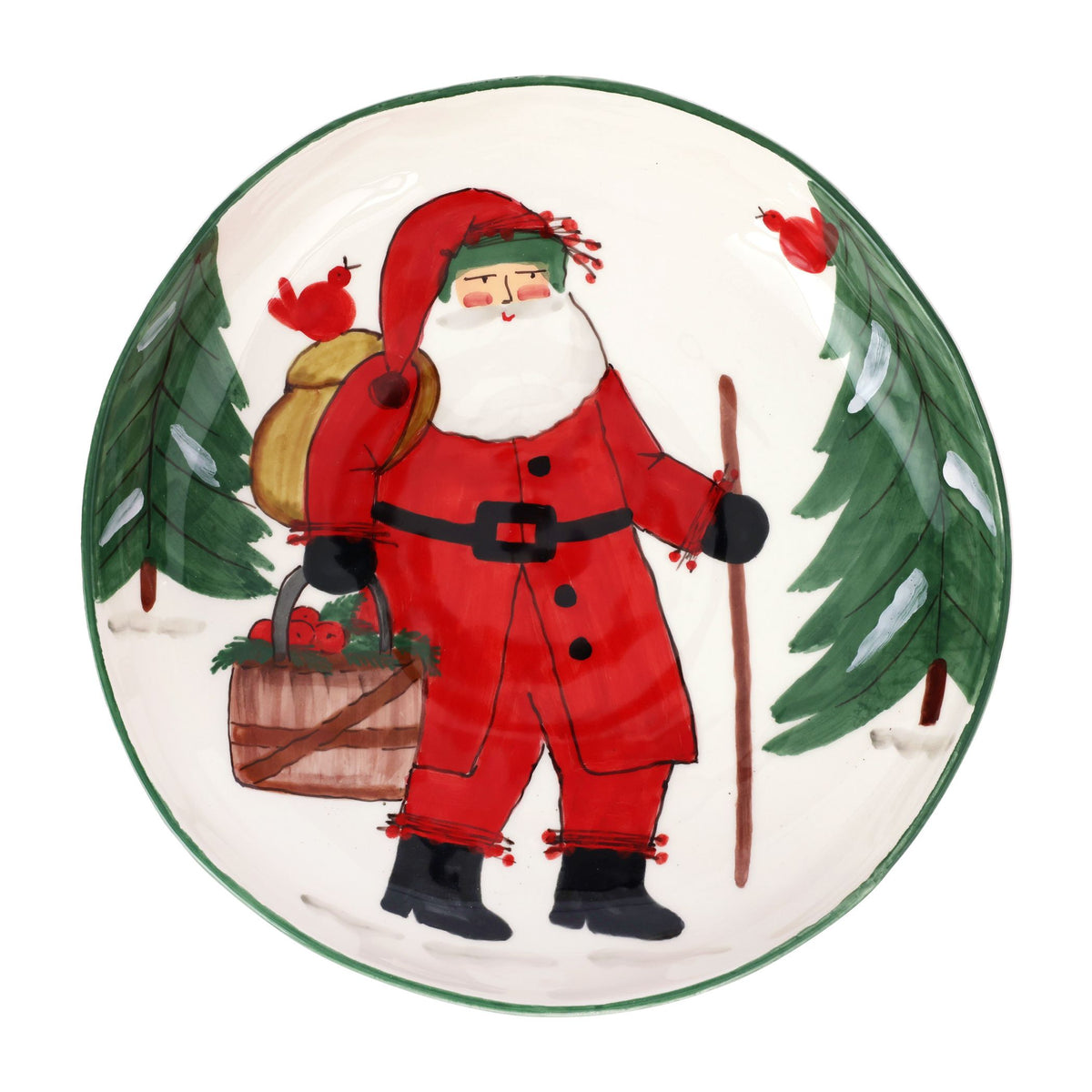 Old St. Nick Shallow Bowl with Apple Basket