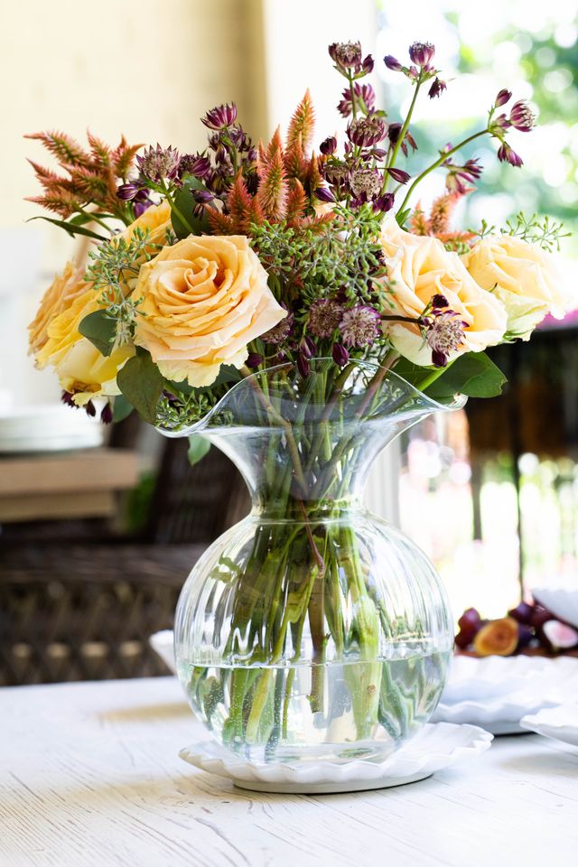Hibiscus Large Vase with Fresh Floral Arrangement (flowers will vary from image)