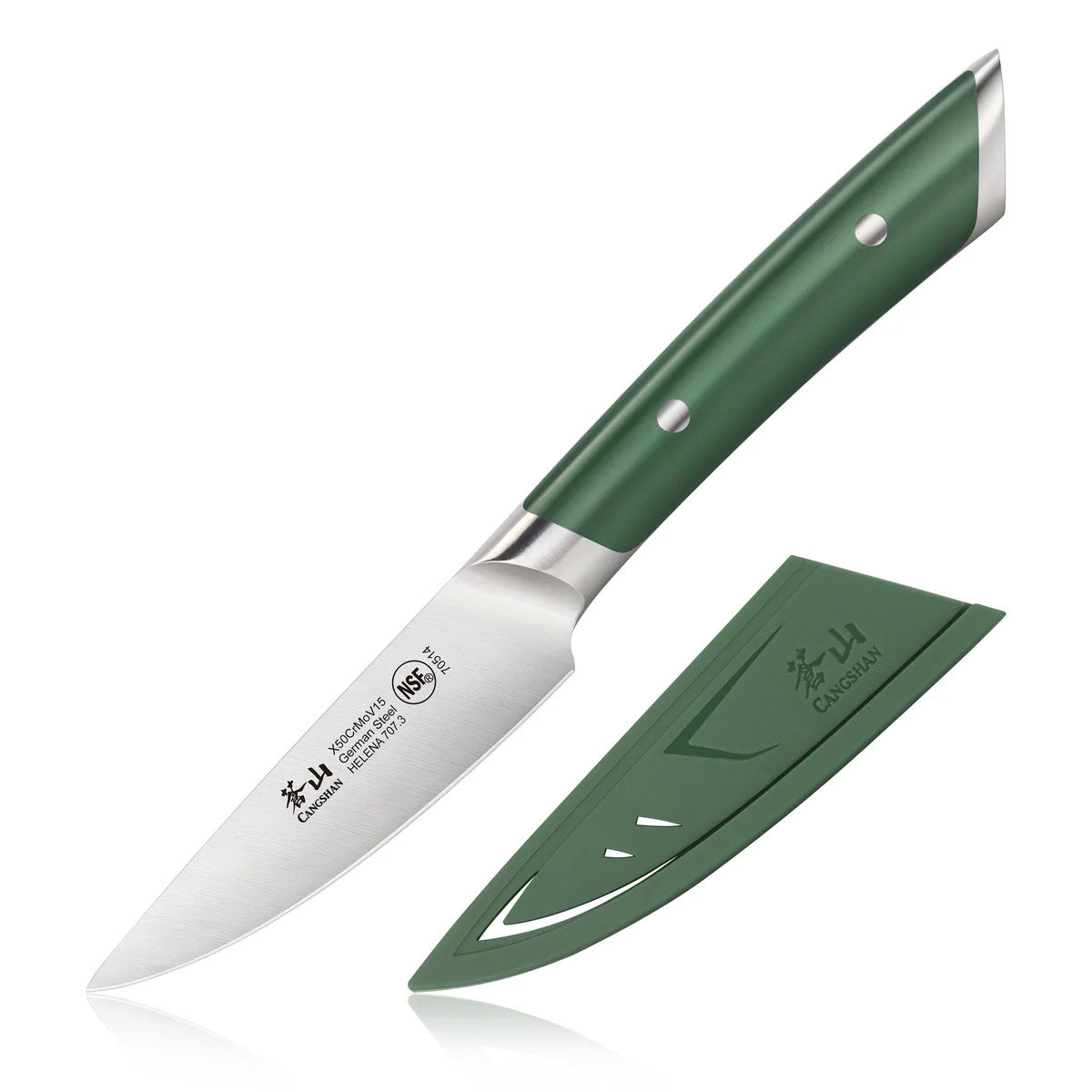 HELENA 3.5-Inch Paring Knife with Sheath, Forged German Steel GREEN