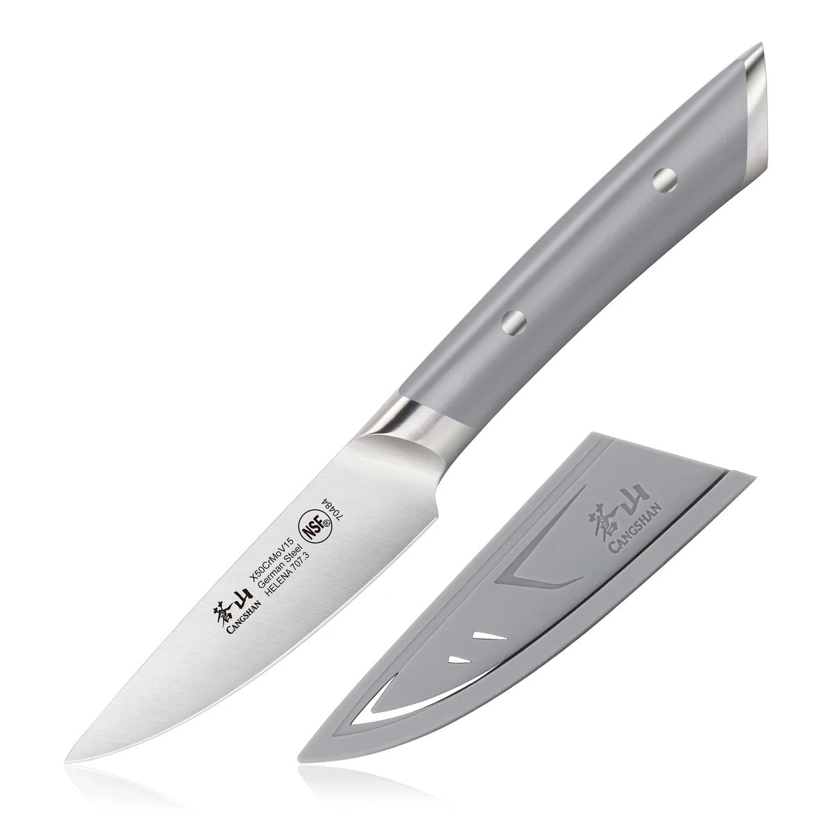 HELENA 3.5-Inch Paring Knife with Sheath, Forged German Steel GRAY