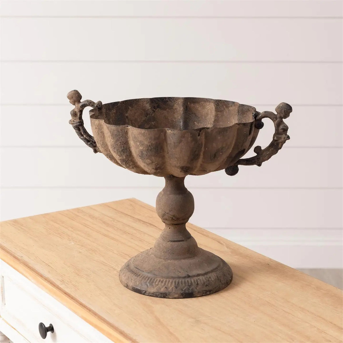 Classic Distressed Urn On Stand