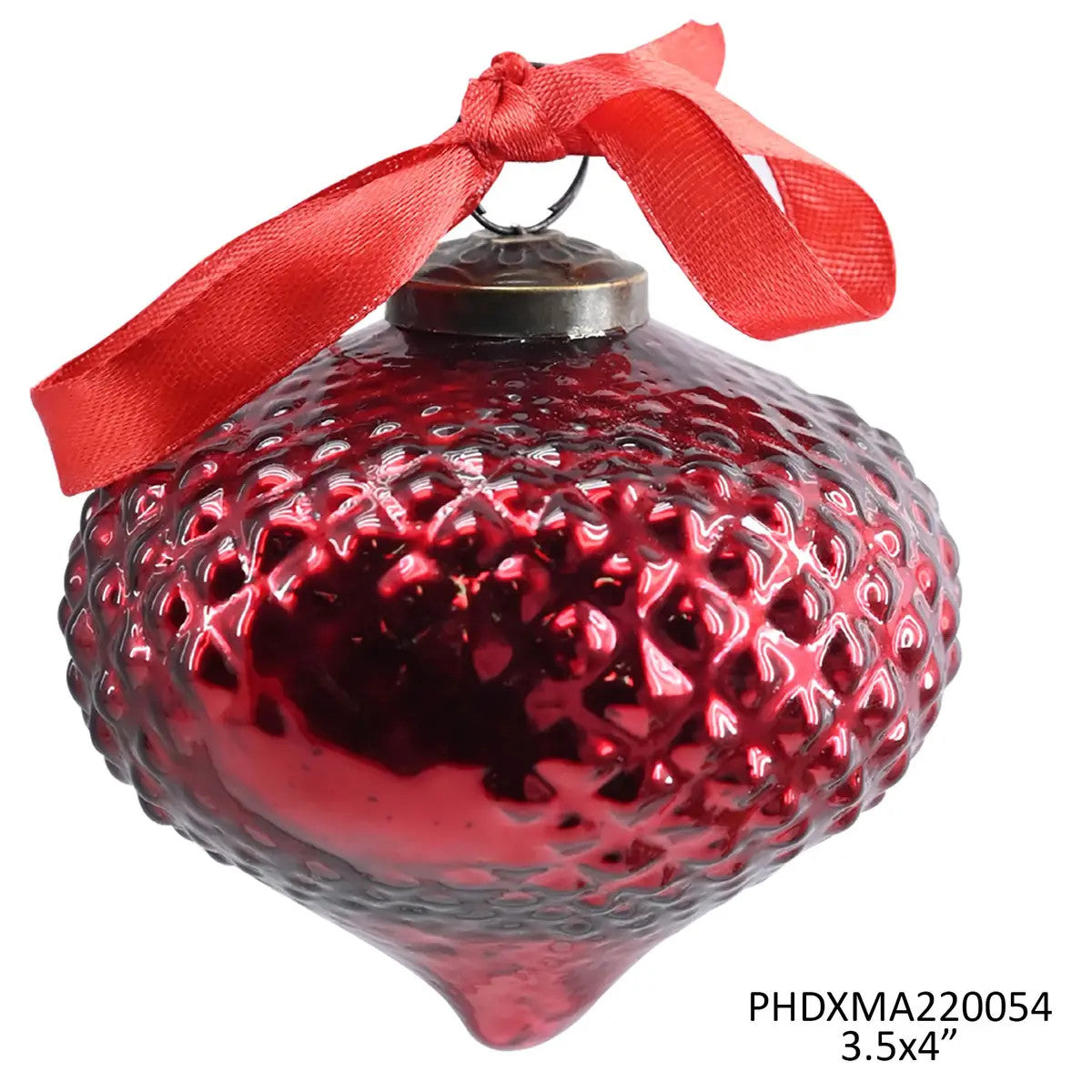 Onion Hobnail Ruby Glass 4" Ornament