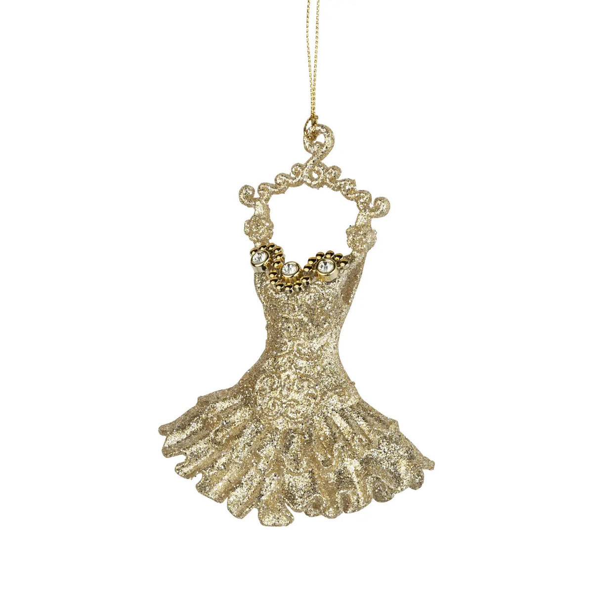 Gold Glittered Acrylic Ballerina Dress Ornament