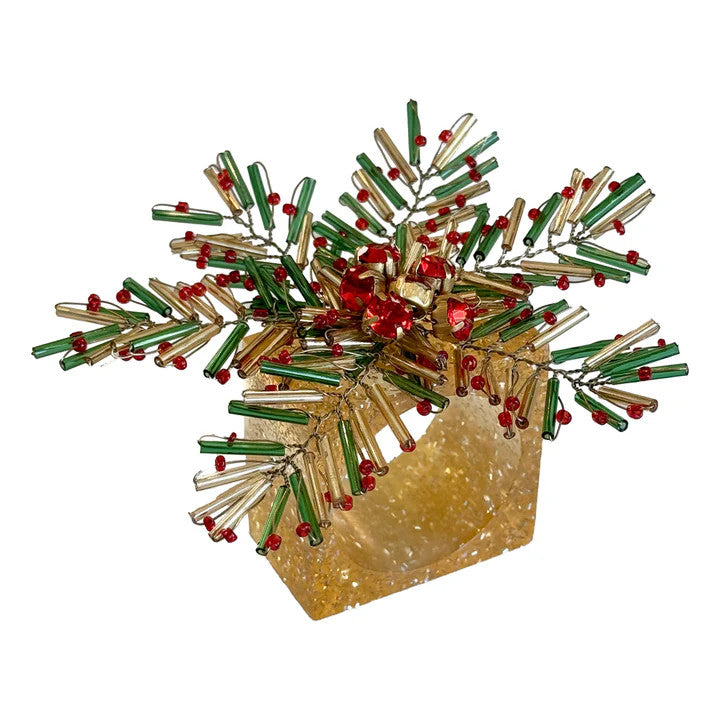 Holly Burst Napkin Rings-Set of 4