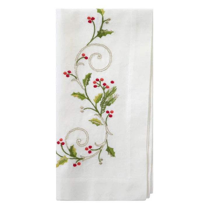 Winterberry Embroidered Napkin