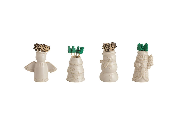 White Christmas Toothpick Caddy Set