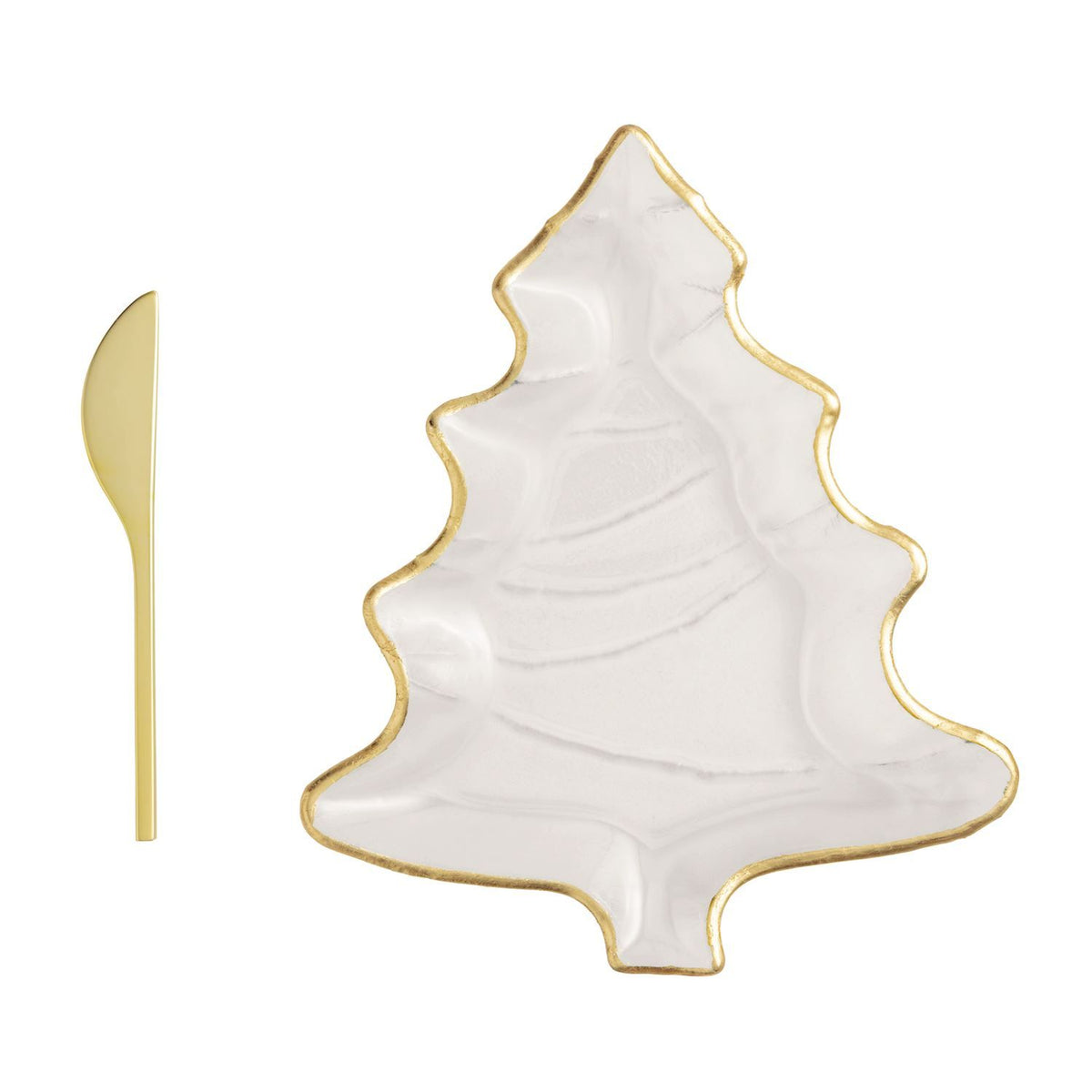 Tree Gold Christmas Cheese Plate Set