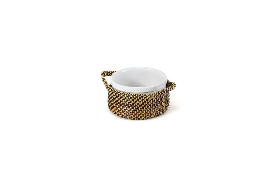 Round Basket with 8oz Calaisio Stoneware Souffle Ramekin