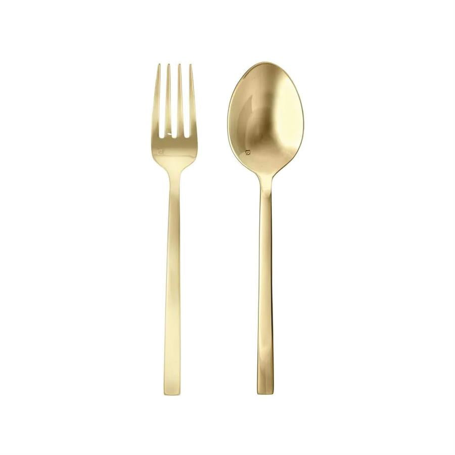Lucca Faceted Brushed Gold Serving Set