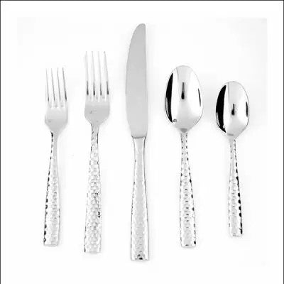 Lucca Faceted 20pc Flatware Set, Silver