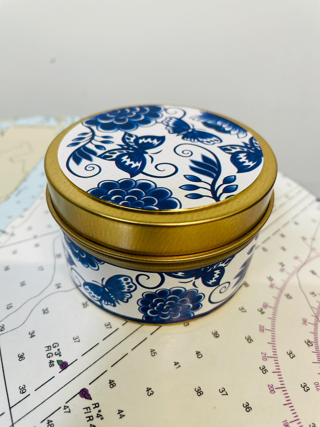 Blue & White- Candle Tin