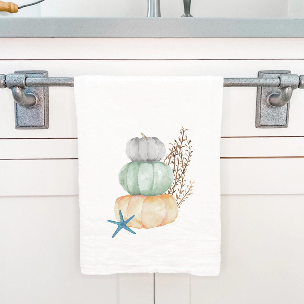 Coastal Pumpkin Stack - Cotton Tea Towel
