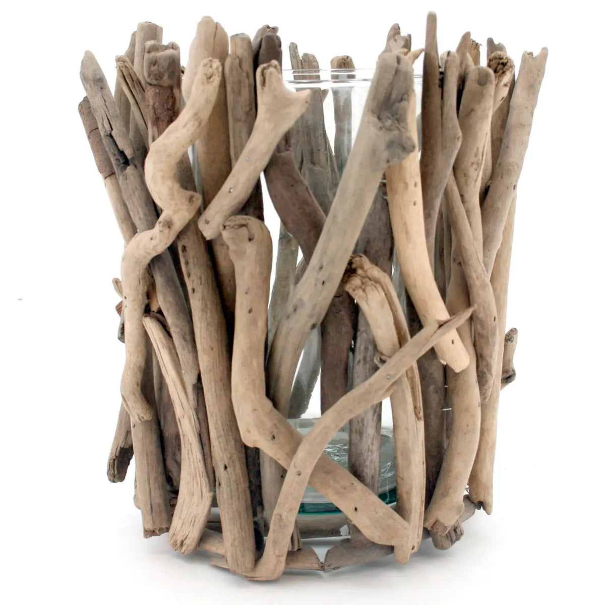 Driftwood Hurricane with Glass Cylinder