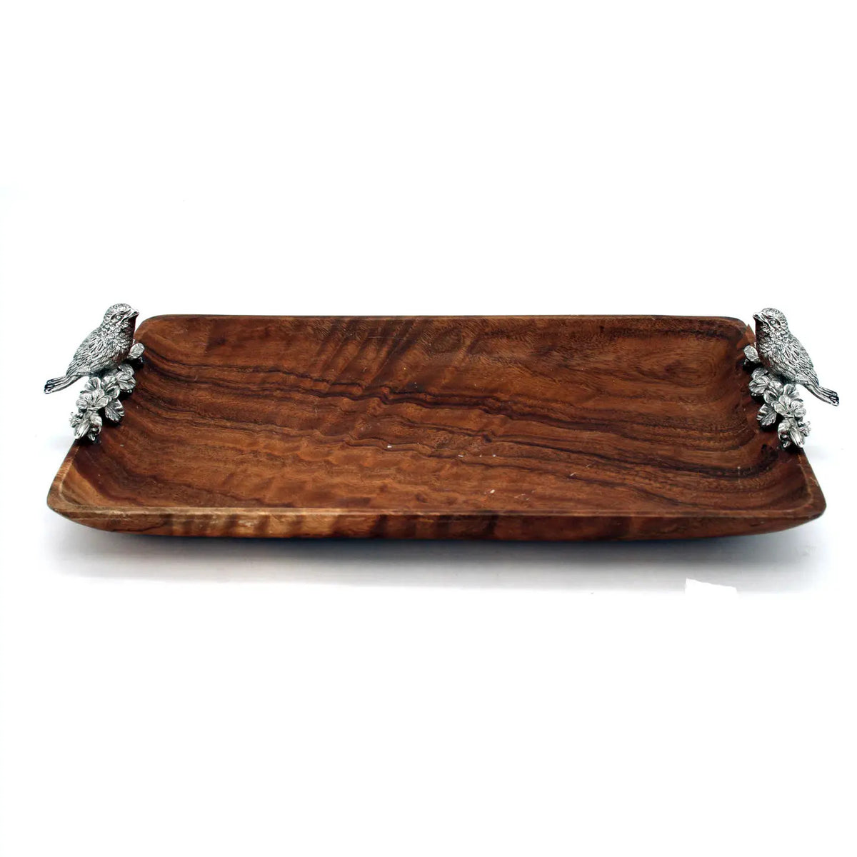 Rectangle Acacia Tray with Bird