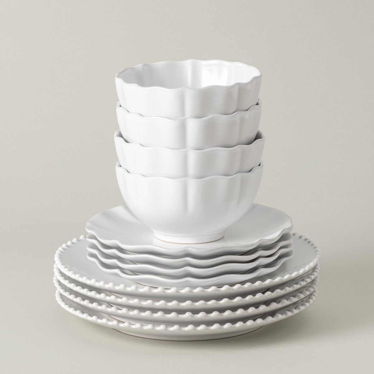 12-Piece Dinnerware Set with Bowl Pearl | Rosa