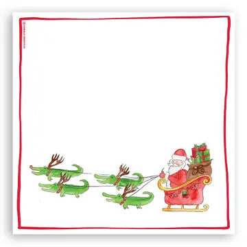 @Santa's Alligator Sleigh Kitchen Towel